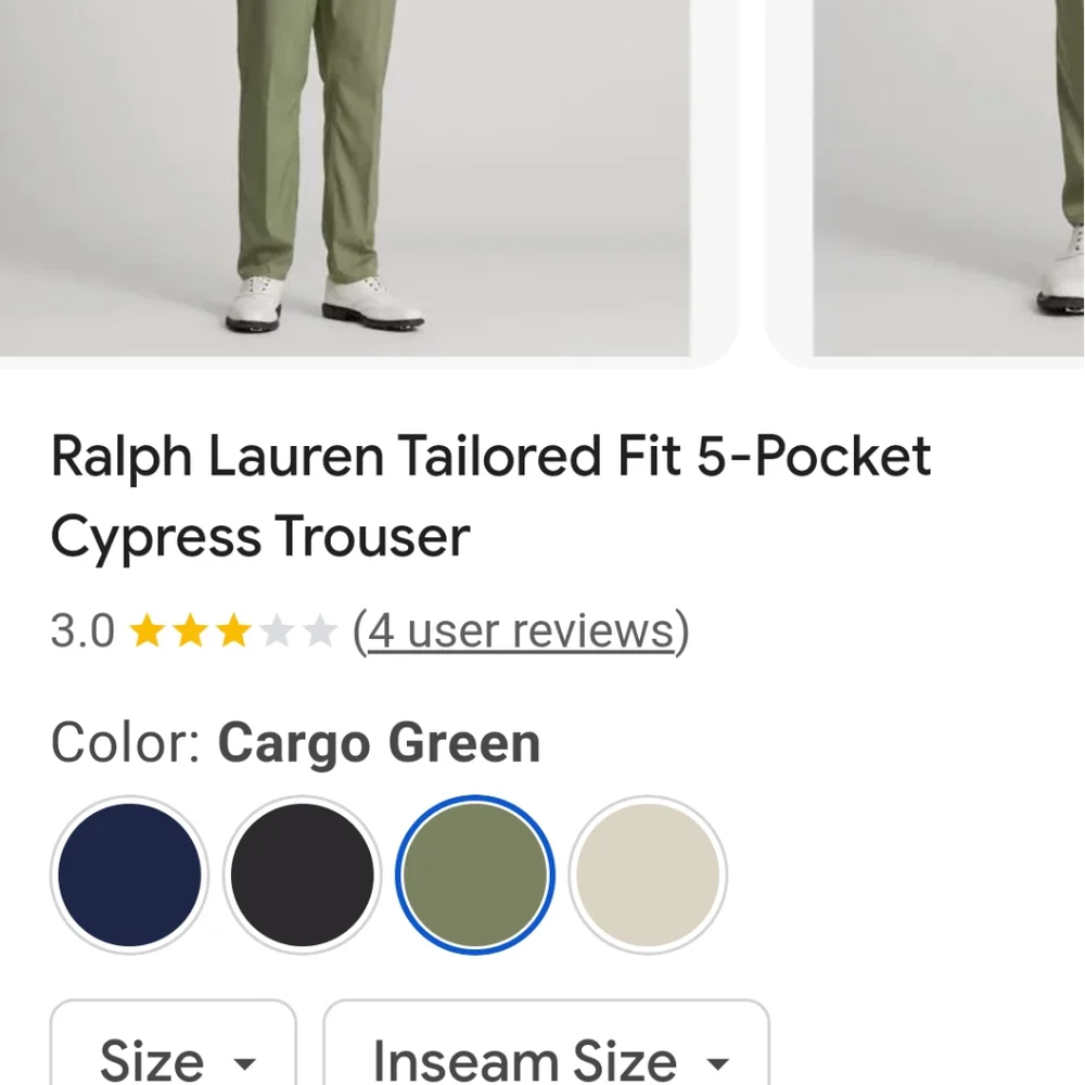 NWT Polo Golf By Ralph Lauren Tailored Fit 5 Pocket Cypress Trousers